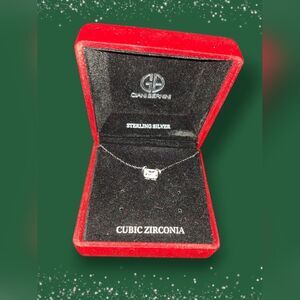 925 Sterling Silver, CZ Emerald Cut Necklace Giani Bernini